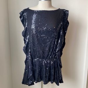 Free People Black Sequin Top M
